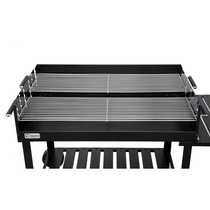 Close up of stainless steel grates on Tepro Atlanta Charcoal BBQ Trolley Grill 