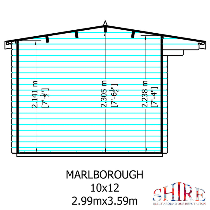 Shire GB Marlborough 10x12ft 28mm Log Cabin