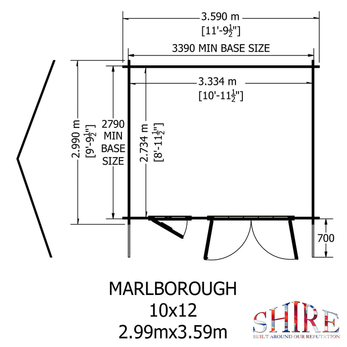 Shire GB Marlborough 10x12ft 28mm Log Cabin