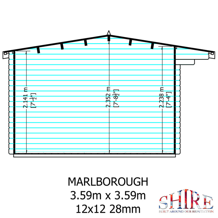 Shire GB Marlborough 12x12ft 28mm Log Cabin