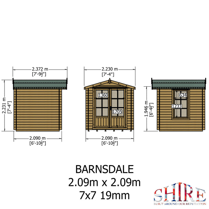 Shire GB Barnsdale 7x7ft Log Cabin