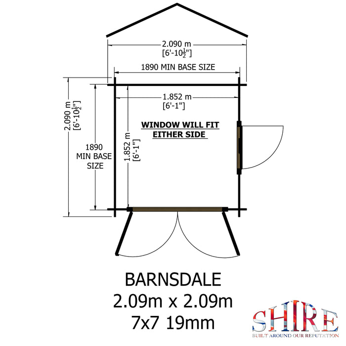 Shire GB Barnsdale 7x7ft Log Cabin