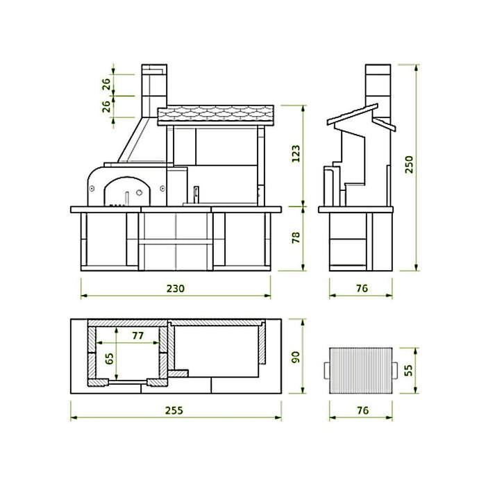 Dimensions of a Palazzetti Antille Complete Outdoor BBQ Kitchen