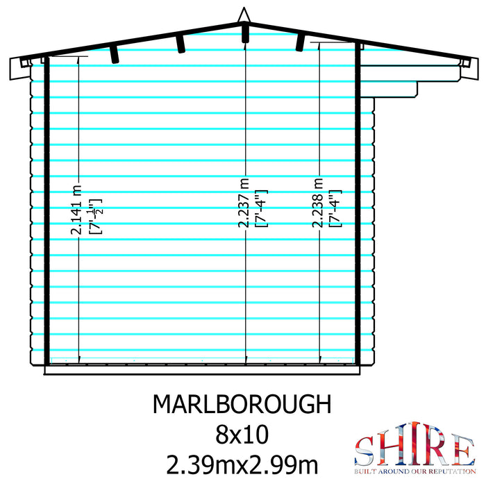 Shire GB Marlborough 8x10ft 28mm Log Cabin