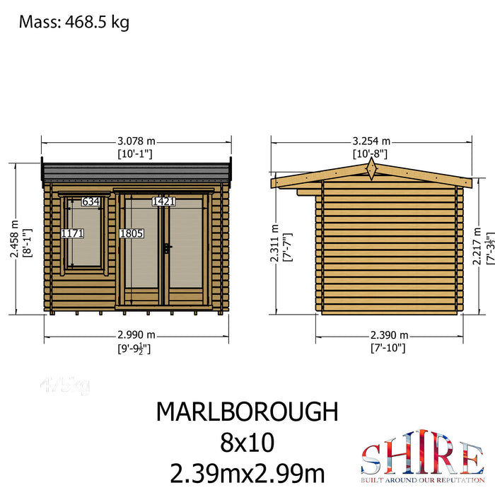 Shire GB Marlborough 8x10ft 28mm Log Cabin