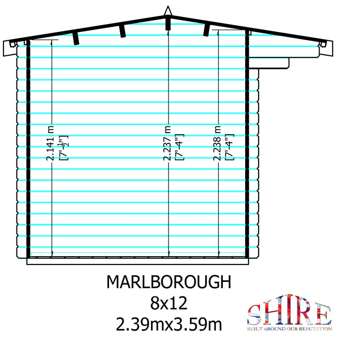 Shire GB Marlborough 8x12ft 28mm Log Cabin