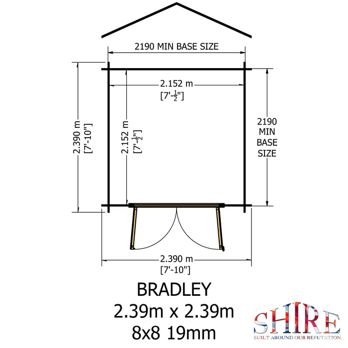 Shire GB Bradley 8x8ft Log Cabin