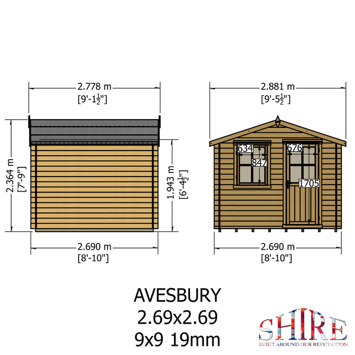 Shire GB Avesbury 9x9ft Log Cabin