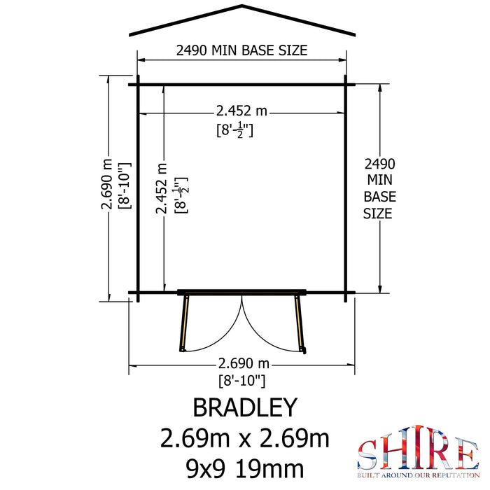Shire GB Bradley 9x9ft Log Cabin