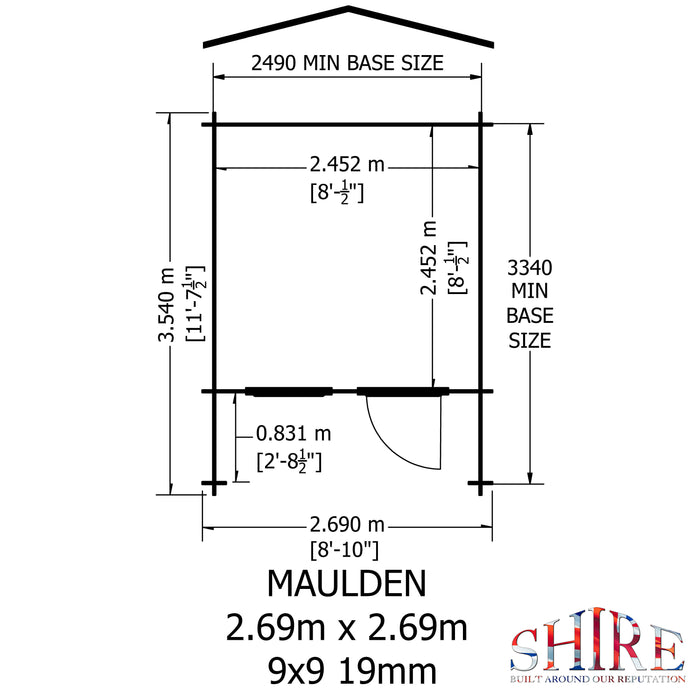 Shire GB Maulden with ver 9x9ft Log Cabin