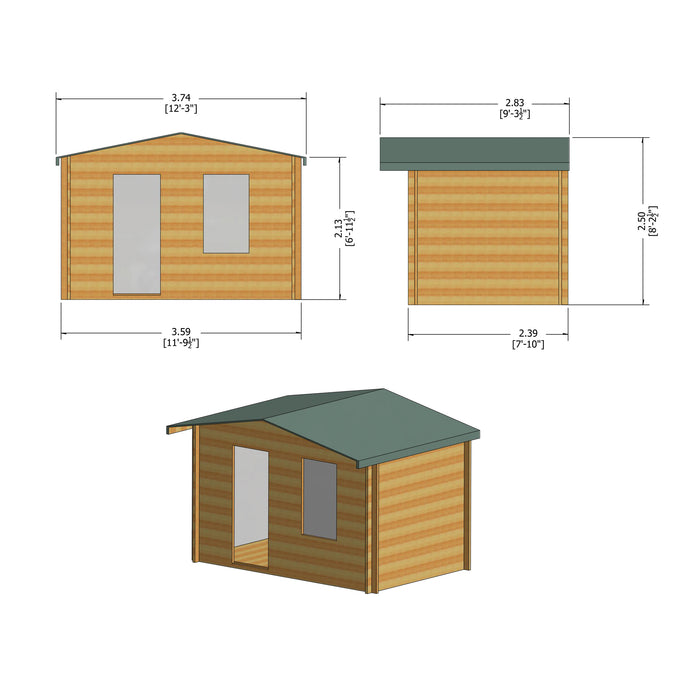 Shire GB Bucknells 12x8ft 28mm Log Cabin