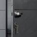 Close up of telluria insulated garden office safe and secure cylinder door lock