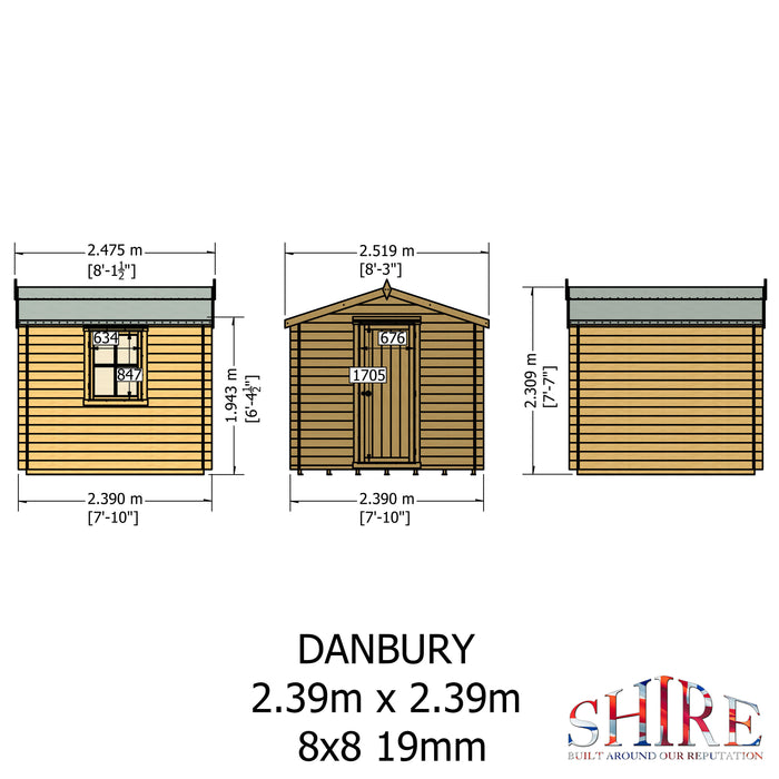 Shire GB Danbury 8x8ft Log Cabin