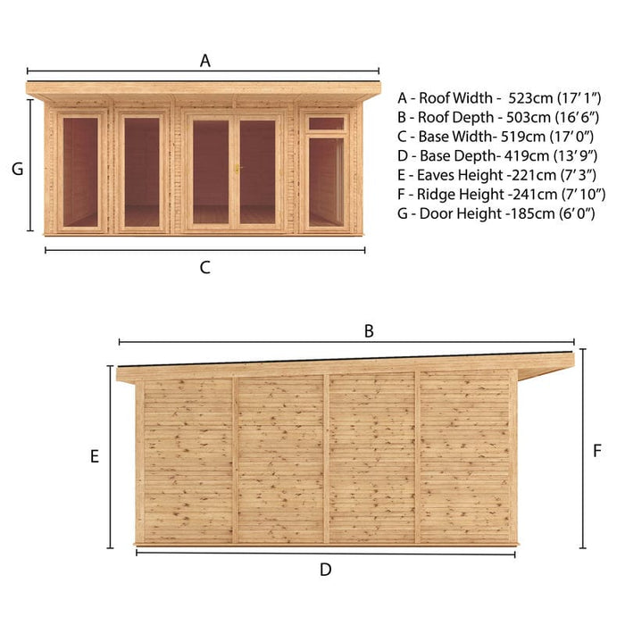 Elevation spec of Edwinstowe 5m x 4m Floor Plan