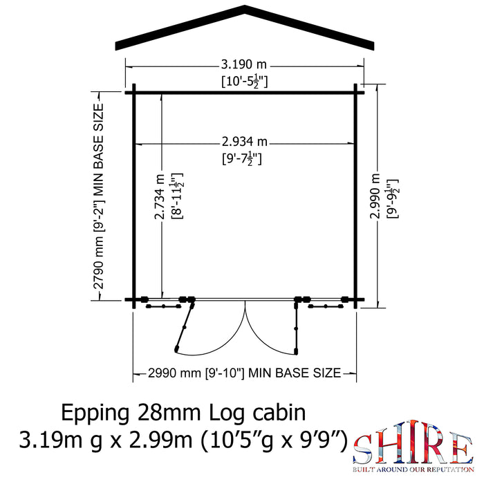 Shire GB Epping 10x10ft 28mm Log Cabin