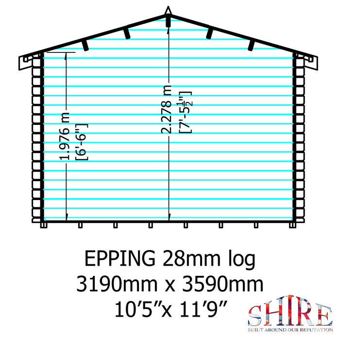 Shire GB Epping 10x12ft 28mm Log Cabin