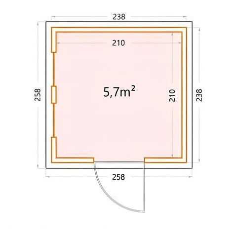 Floor plan specification of telluria luminato 2.4m x 2.4m