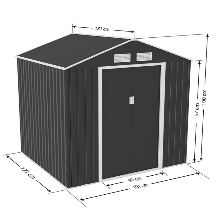 Lotus Hera Apex Metal Shed 7 x 6ft Including Foundation Kit