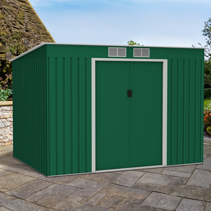 Lotus Hestia Pent Metal Shed 9 x 6ft Including Foundation Kit