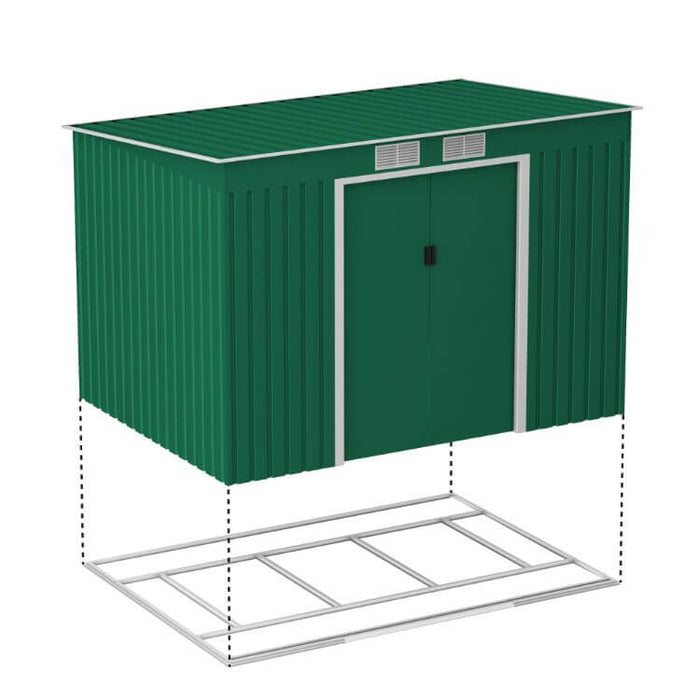 Lotus Hestia Pent Metal Shed 9 x 6ft Including Foundation Kit