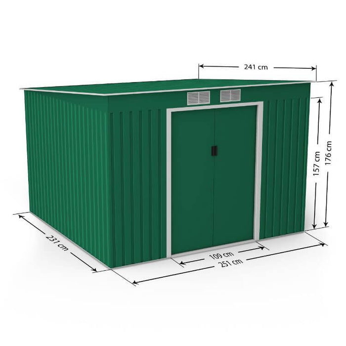 Lotus Hestia Pent Metal Shed 9 x 8ft Including Foundation Kit