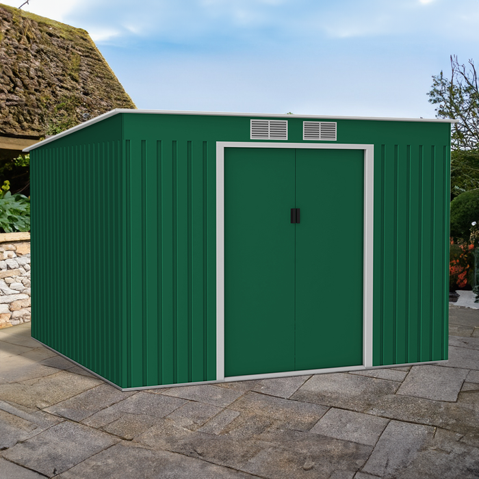 Lotus Hestia Pent Metal Shed 9 x 8ft Including Foundation Kit