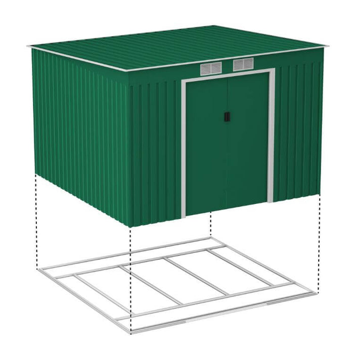 Lotus Hestia Pent Metal Shed 9 x 8ft Including Foundation Kit