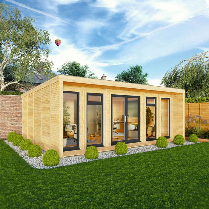 Mercia Creswell Insulated Garden pod 6m x 4m in a patio garden