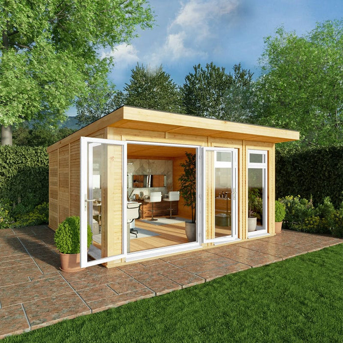 Mercia Edwinstowe Insulated Garden pod 4m x 4m with white UPVC windows