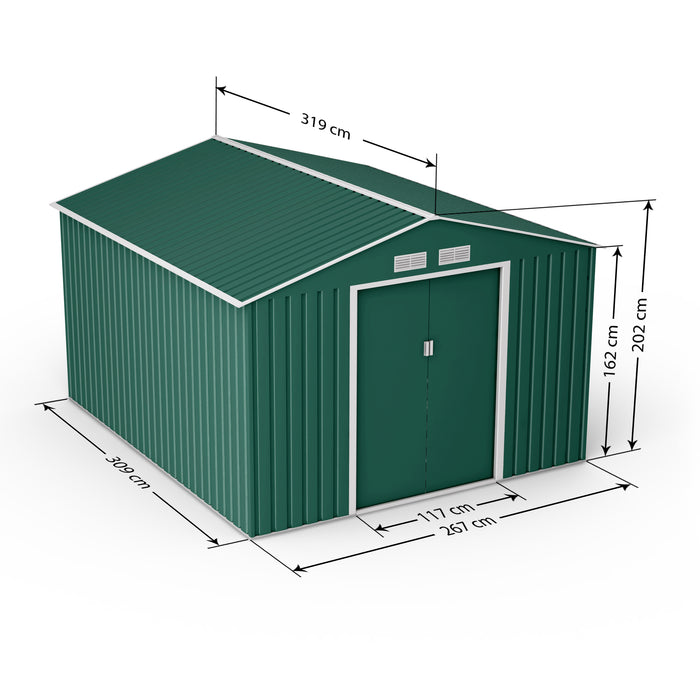 Lotus Orion 9 x 8ft Apex Metal Shed With Foundation Kit