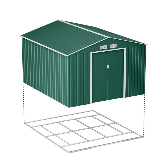Lotus Orion 9 x 8ft Apex Metal Shed With Foundation Kit