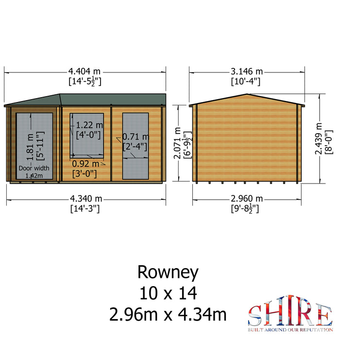 Shire GB Rowney 10x14ft 28mm Log Cabin
