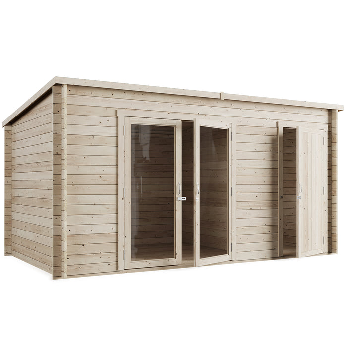 Store More Darton Pent Log Cabin Summerhouse with Side Store - 14ft x 8ft