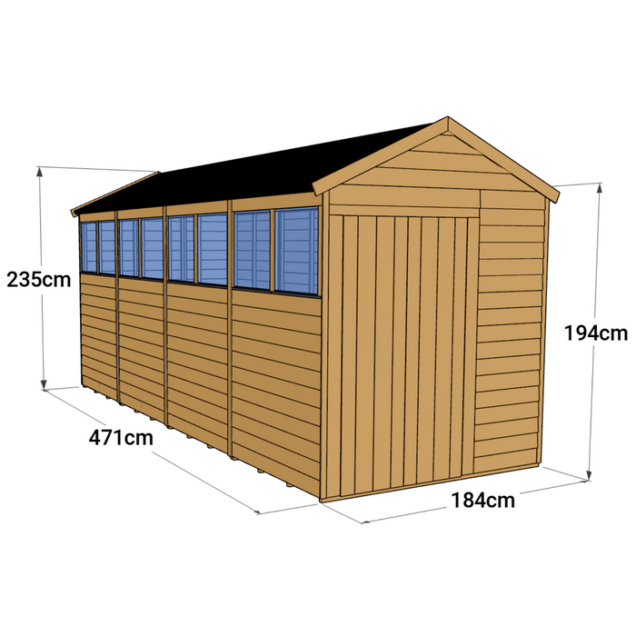 Store More Overlap Apex Shed - 16x6