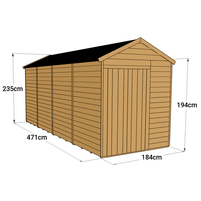 Store More Overlap Apex Shed - 16x6