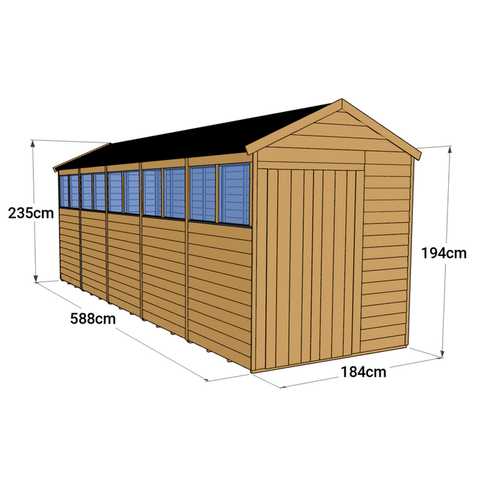 Store More Overlap Apex Shed - 20x6