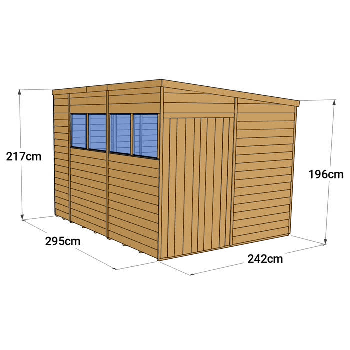 Store More Overlap Pent Shed - 10x8