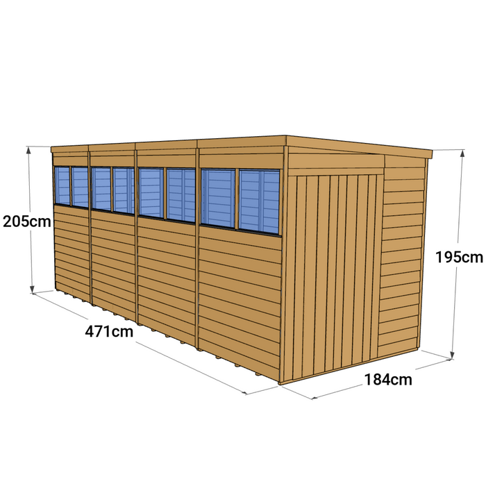 Store More Overlap Pent Shed - 16x6