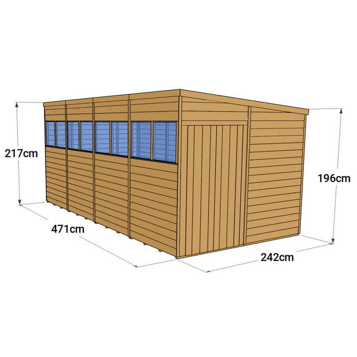 Store More Overlap Pent Shed - 16x8