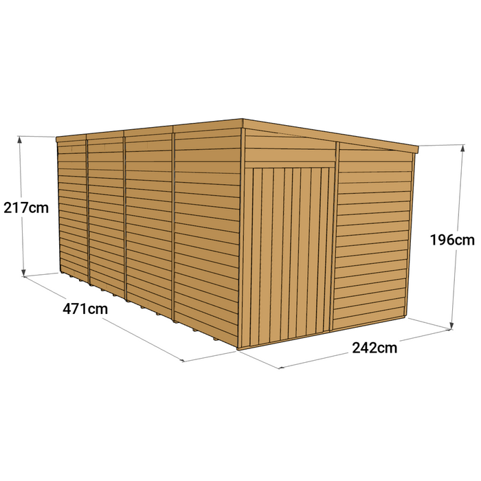 Store More Overlap Pent Shed - 16x8