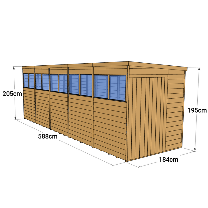 Store More Overlap Pent Shed - 20x6