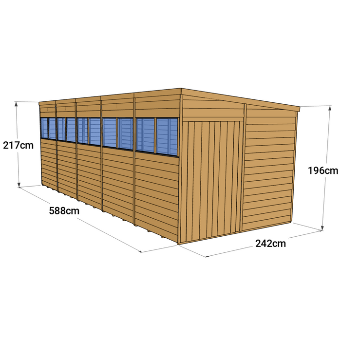 Store More Overlap Pent Shed - 20x8