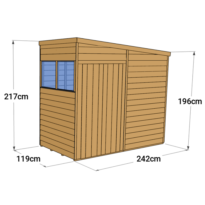 Store More Overlap Pent Shed - 4x8