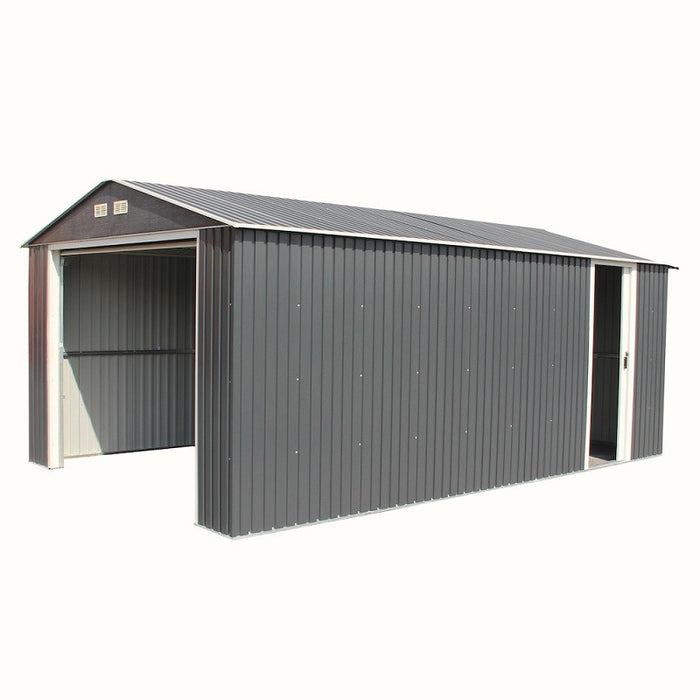 Sapphire 12x32ft Olympian Fronted Apex Metal Garage