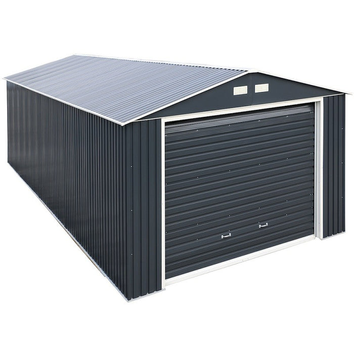 Sapphire 12x32ft Olympian Fronted Apex Metal Garage