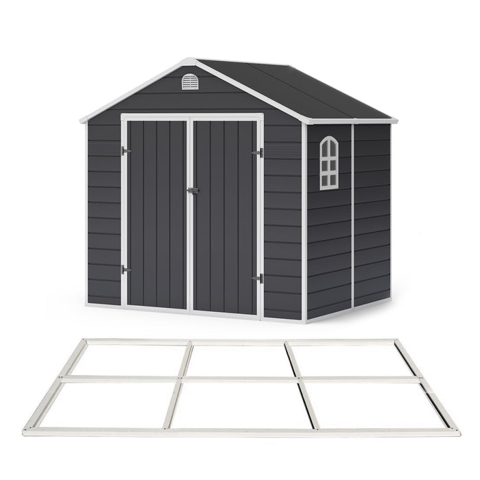 Lotus Sono Apex Plastic Garden Storage Shed 8 x 12ft Including Foundation Kit Grey