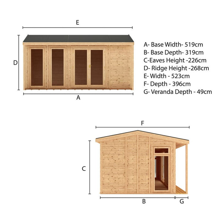 Specification Drawing The Thoresby insulated garden office 5m x 3m