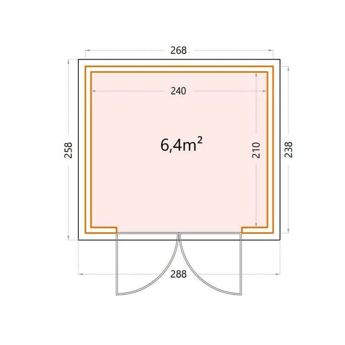 Specification plan of anthracite grey telluria eleganto 9x8ft insulated metal shed