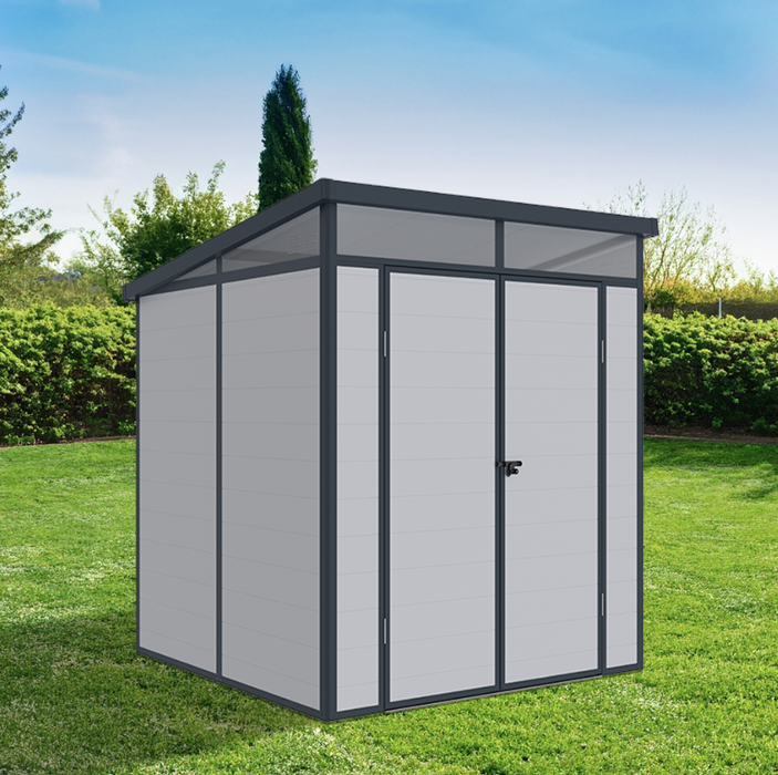 Lotus Canto 8x6 Light + Dark Grey Plastic Shed