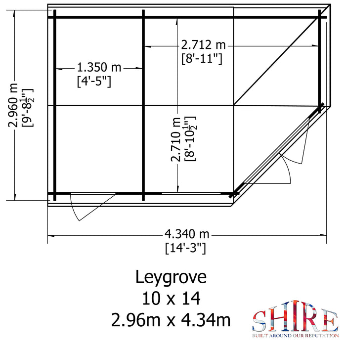 Shire GB Leygrove 10x14ft 28mm Log Cabin